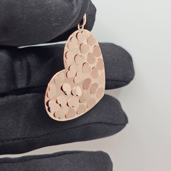 Sterling Silver 925 Rose Gold Plated Confetti Heart Pendant - Picture 8 of 11